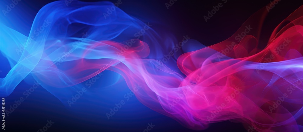 A vivid and intense abstract background with dramatic smoke and fog swirling in contrasting blue and pink colors, creating a mesmerizing visual display. A vivid and intense abstract background with dramatic smoke and fog swirling in contrasting blue and pink colors, creating a mesmerizing visual display.