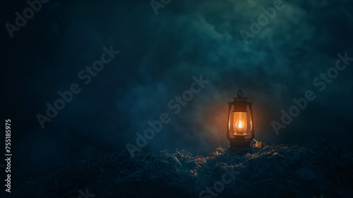 Lone Lantern Glowing in the Mist: A Beacon of Hope in Darkness