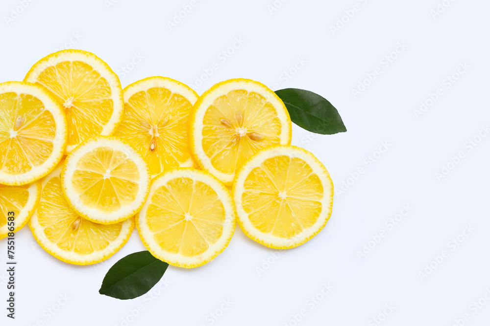 Fresh lemon slices isolated on white Fresh lemon slices isolated on white
