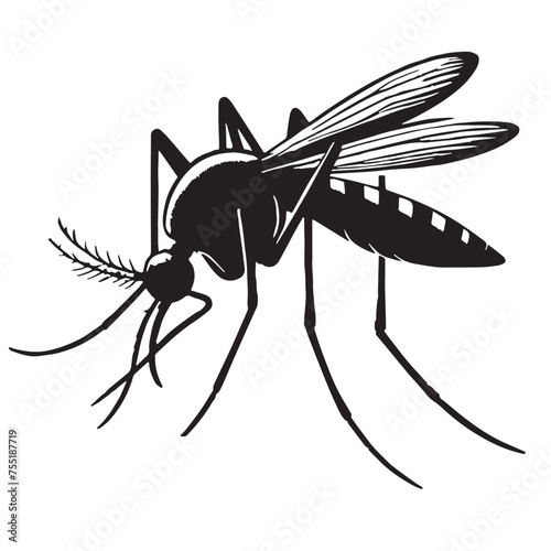 Bloodsucking Buzzers SILHOUETTE, Mosquito Menace silhouette, mosquitoes Black and White Illustration