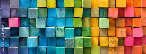 colorful wooden block pattern