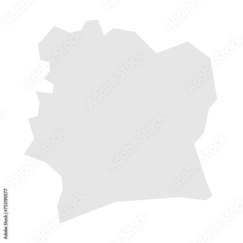 Ivory Coast country simplified map. Light grey silhouette with sharp corners isolated on white background. Simple vector icon