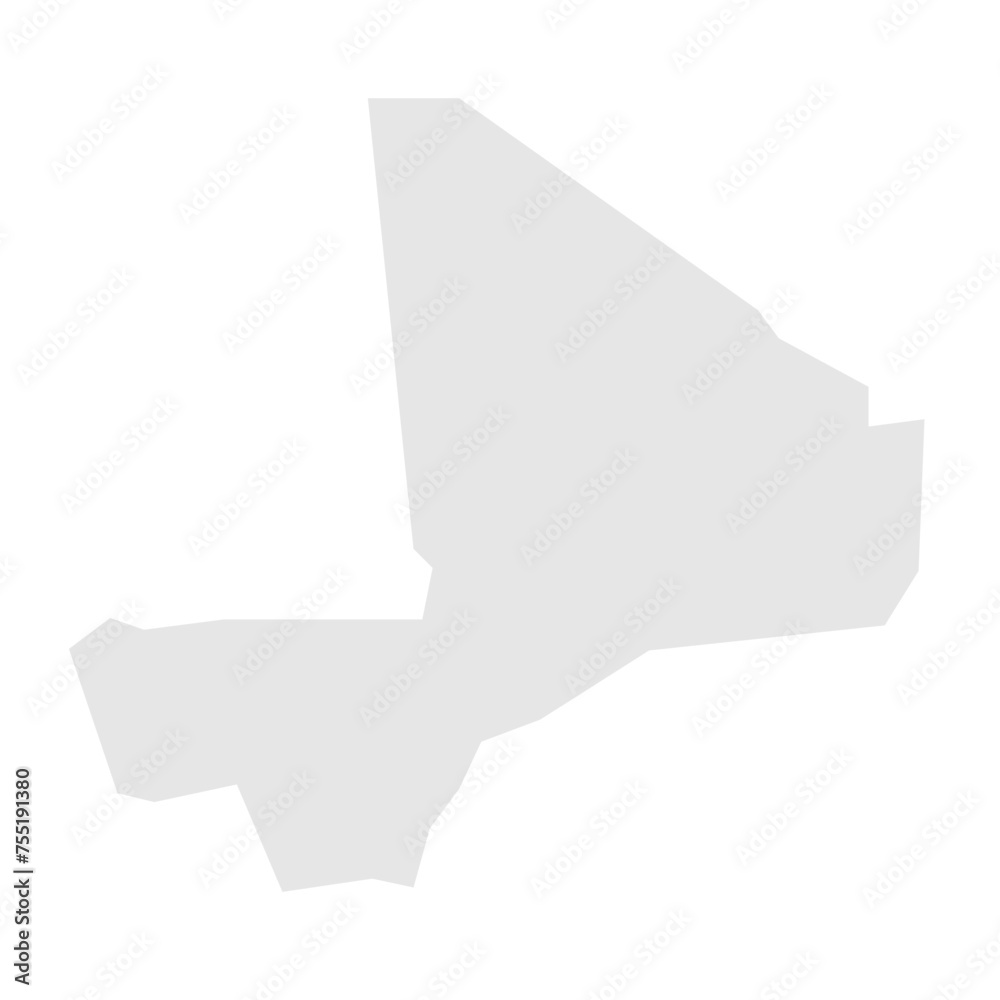 Mali country simplified map. Light grey silhouette with sharp corners isolated on white background. Simple vector icon
