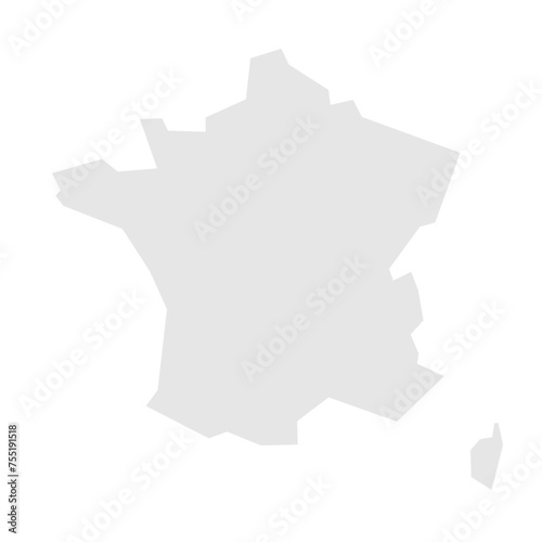 France country simplified map. Light grey silhouette with sharp corners isolated on white background. Simple vector icon