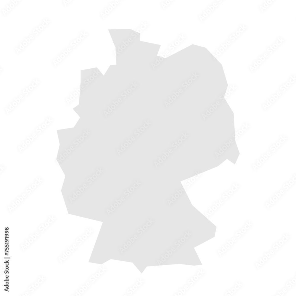 Germany country simplified map. Light grey silhouette with sharp corners isolated on white background. Simple vector icon