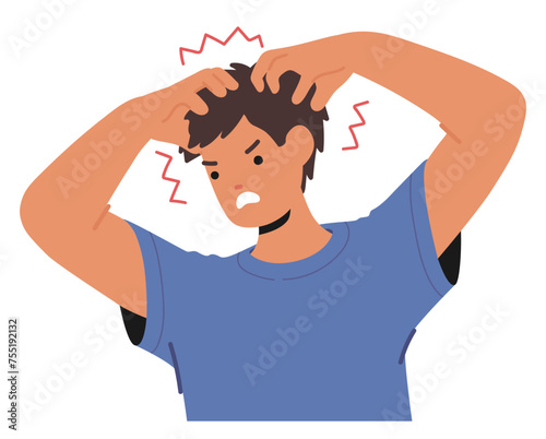Man With Seborrheic Dermatitis Experiences Itchy, Flaky Scalp With Oily, Red Skin Patches. This Chronic Condition