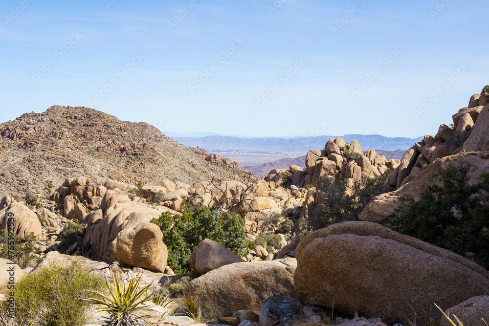Scenic view from Eagle Cliff Mine cabin at Joshua Tree National Park, California Scenic view from Eagle Cliff Mine cabin at Joshua Tree National Park, California
