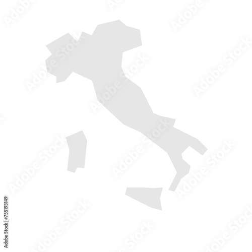 Italy country simplified map. Light grey silhouette with sharp corners isolated on white background. Simple vector icon