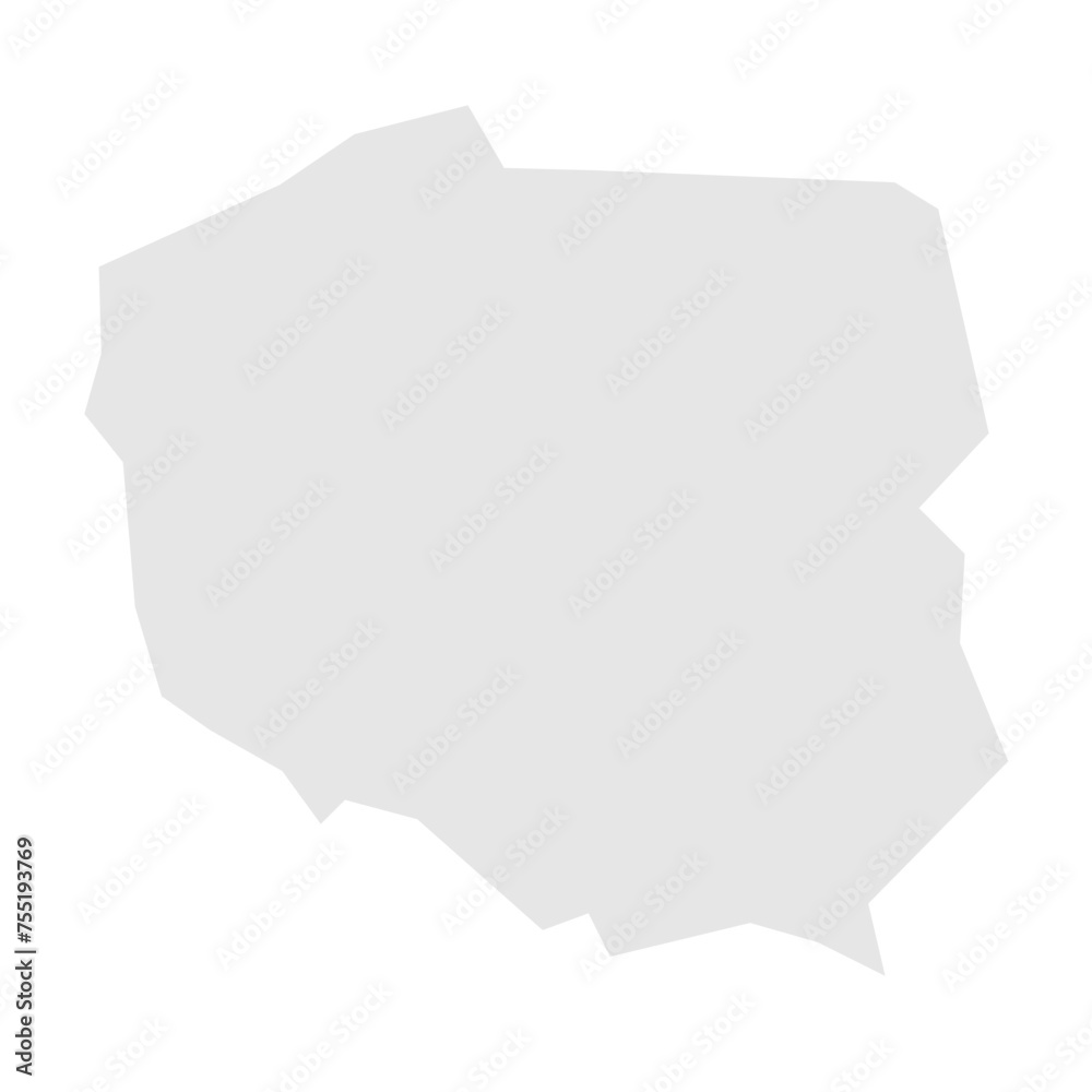 Poland country simplified map. Light grey silhouette with sharp corners isolated on white background. Simple vector icon