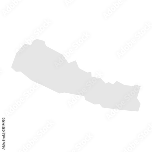 Nepal country simplified map. Light grey silhouette with sharp corners isolated on white background. Simple vector icon