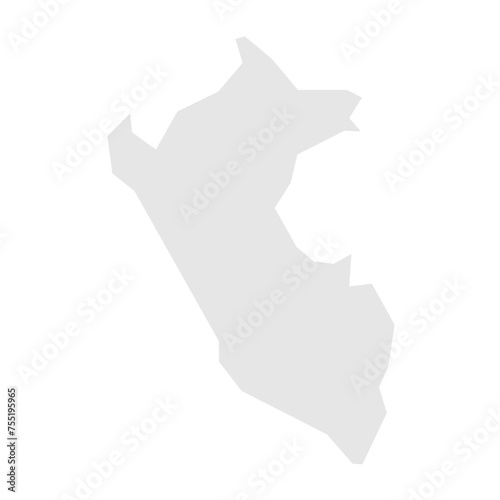 Peru country simplified map. Light grey silhouette with sharp corners isolated on white background. Simple vector icon