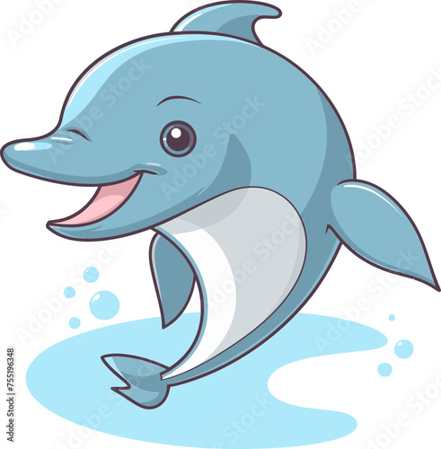 Oceanic Opus Dolphin Vector Illustration