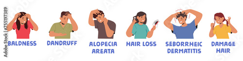 People With Hair Problems Experience Baldness, Damage, Hair Loss, Dandruff, Alopecia, Or Seborrheic Dermatitis