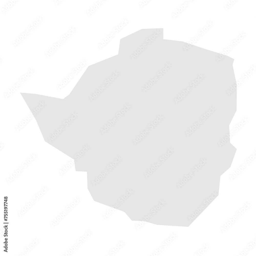 Zimbabwe country simplified map. Light grey silhouette with sharp corners isolated on white background. Simple vector icon