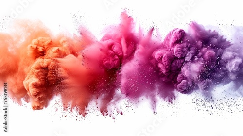 Magenta petal art in row on white background, vibrant bursts of color