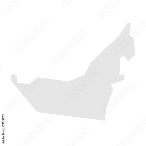United Arab Emirates country simplified map. Light grey silhouette with sharp corners isolated on white background. Simple vector icon