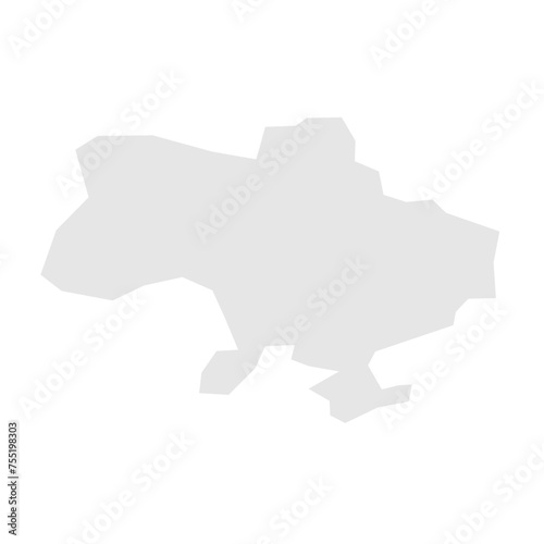 Ukraine country simplified map. Light grey silhouette with sharp corners isolated on white background. Simple vector icon
