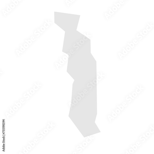Togo country simplified map. Light grey silhouette with sharp corners isolated on white background. Simple vector icon