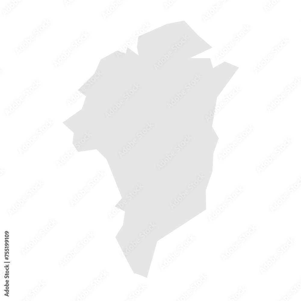 Greenland simplified map. Light grey silhouette with sharp corners isolated on white background. Simple vector icon