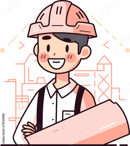 Engineer Planning for Renewable Solutions Vector Illustration © The biseeise