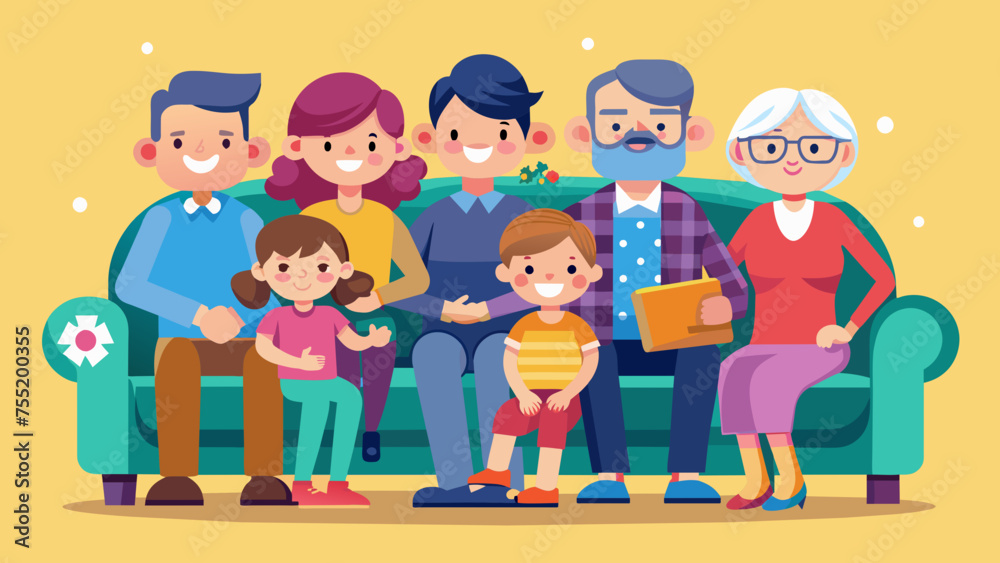 Big family sitting on the sofa vector illustration Big family sitting on the sofa vector illustration