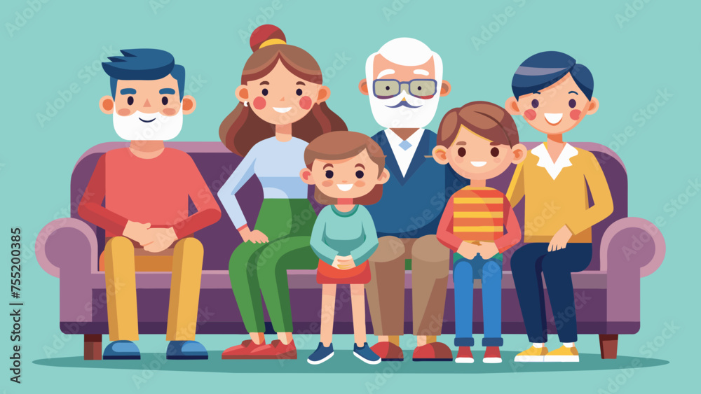 Big family sitting on the sofa vector illustration Big family sitting on the sofa vector illustration