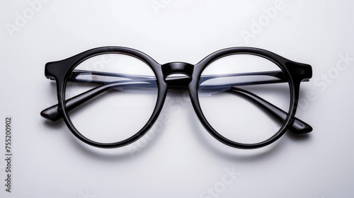  Black glasses, isolated on white background. Generative AI