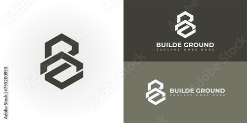 Abstract initial letter BG or GB logo in soft green color isolated in multiple background colors. Initial letters BG or GB hexagon logo shape. Deep green letter BG for the construction company logo.