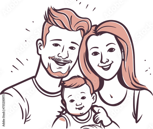 Affectionate Family Vector Illustration Showing Love