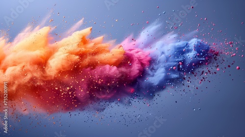 Petallike explosions of Pink, Magenta, Violet on Skyblue background 2
