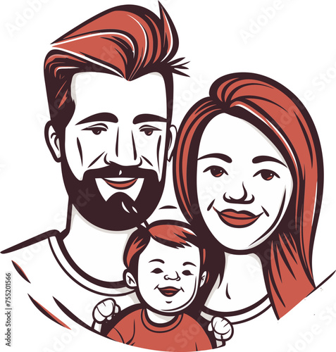 Proud Family Vector Illustration Proudly Entwined in Joy