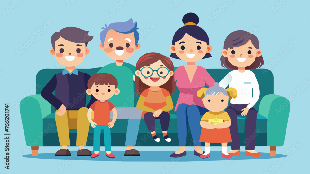 Big happy family sitting on the sofa vector illustration Big happy family sitting on the sofa vector illustration