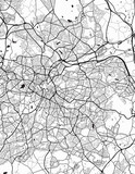 Detailed city map of Birmingham-United Kingdom with infrastructure in a minimalist style