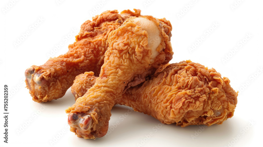 Crispy fried chicken legs. Fast food on white Crispy fried chicken legs. Fast food on white
