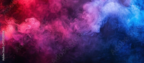 Colorful dramatic red, blue, and purple colors smoke or fog for abstract background. AI generated