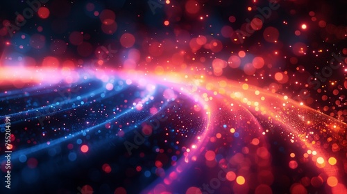 Mesmerizing atmosphere with sparkling lights on a purple nebula background