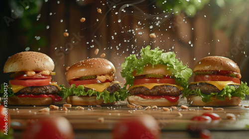 American juicy hamburger. Fast food concept. Fresh juicy burgers