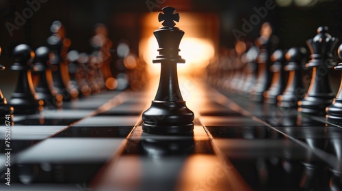 Chess business concept, Leadership in business is akin to being a skilled chess player, able to navigate complex situations and guide their team towards victory.  photo