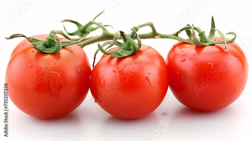 a group of tomatoes on a vine © moonpro