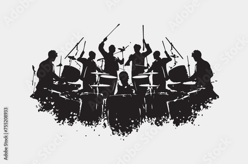 Crowd club dance musicians silhouette vector