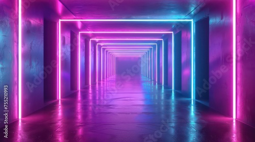 Neon corridor. illustration of a neon scene. Neon background.