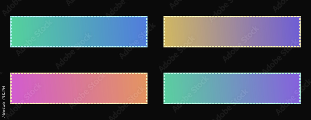 Set of horizontal banner backgrounds in gradient colors with frames, for text or designs – Elegant isolated templates – Modern decorative ribbons