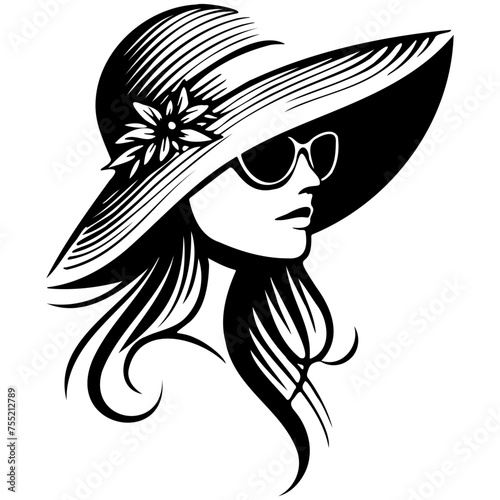 Trendy Woman Wearing Hat Illustration.