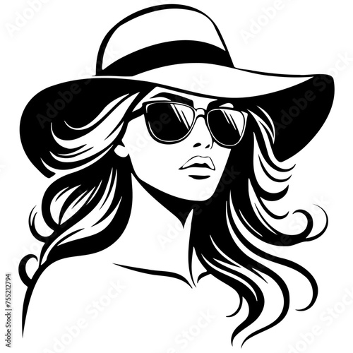 Trendy Woman Wearing Hat Illustration.