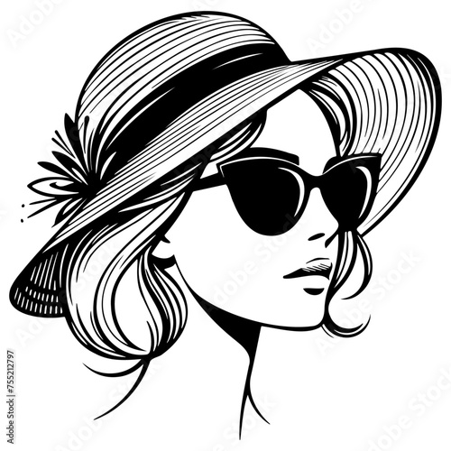 Trendy Woman Wearing Hat Illustration.