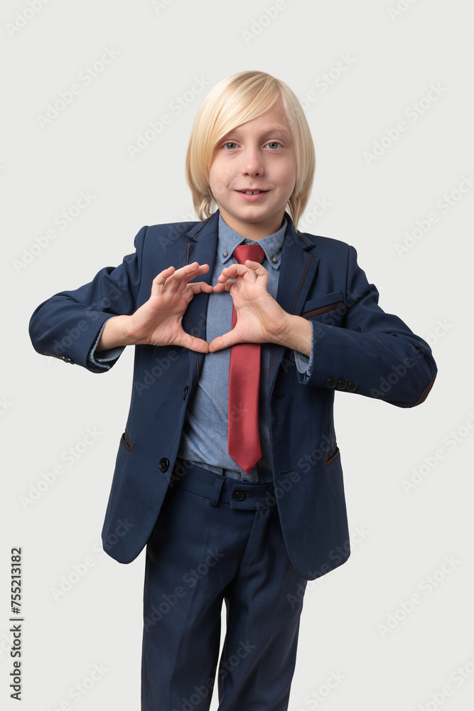 Portrait of a handsome young business man making heart with his hands Portrait of a handsome young business man making heart with his hands
