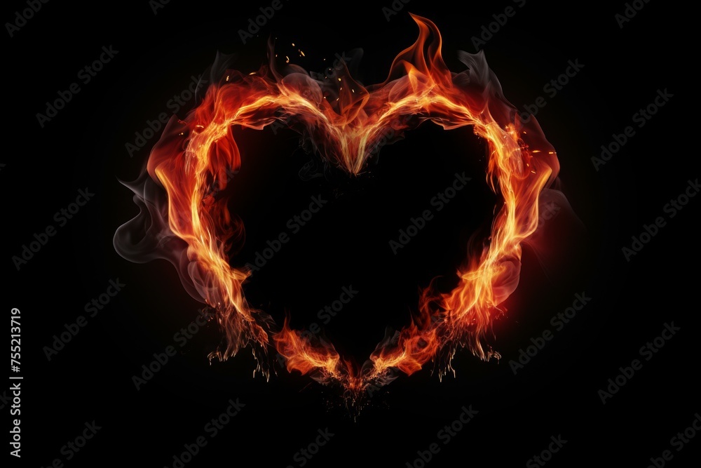 Romantic Heart flame frame simple. Beauty color. Generate Ai