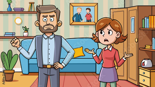 unhappy family vector illustration