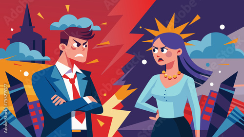 unhappy family vector illustration