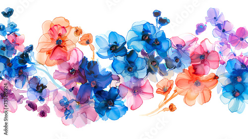 Watercolor floral illustration. Spring flowers, forget-me-not flowers on a white background. © Tanuha